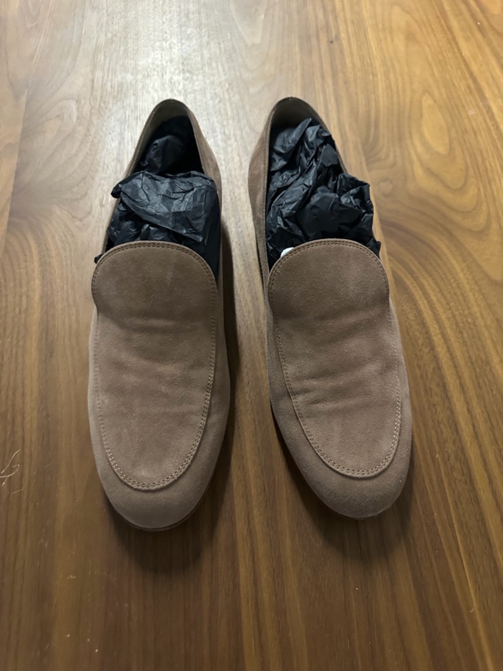 Gianvito Rossi Taupe Suede Slip-On Loafers